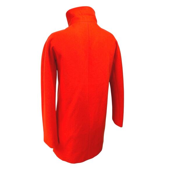 J.Crew Women's Orange Red Wool Long Sleeve Funnel Neck Pea Coat Jacket Size 0 - Picture 2 of 6